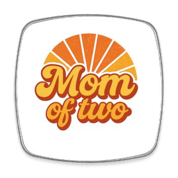 Maman de deux enfants ! Personnalisation rétro - Magnet carré - blanc - Devant