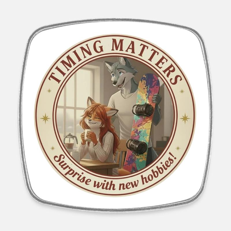 Le timing de Fursona compte - Magnet carré - blanc