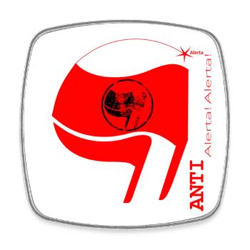 Antifascista vertikal Schriftzug & Flagge (w-rot) - Viereckiger Kühlschrankmagnet - Weiß - Vorne