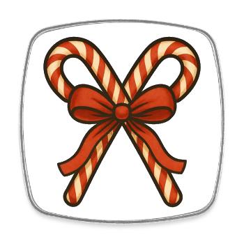 Candy Canes with Red Ribbon - Square fridge magnet - white - Front
