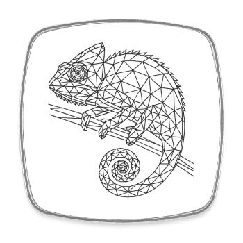 Fil de fer caméléon géométrique - Magnet carré - blanc - Devant