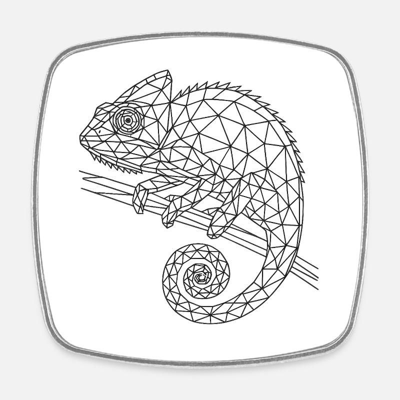 Geometrischer Chamäleon Wireframe - Viereckiger Kühlschrankmagnet - Weiß