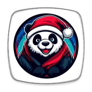 Panda Santa Fest Design - Magnet carré - blanc - Devant