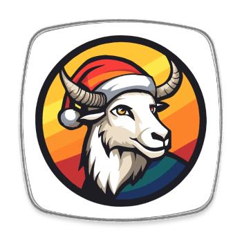 Bock mit Santa-Hut vor Regenbogen - Viereckiger Kühlschrankmagnet - Weiß - Vorne