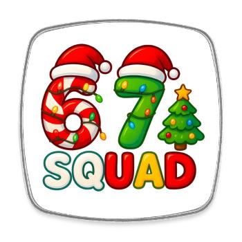 Funny 67 Six Seven Squad Meme Noël - Magnet carré - blanc - Devant
