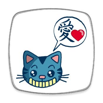 Chat manga kawaii - Magnet carré - blanc - Devant