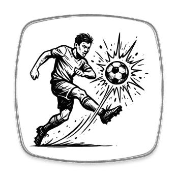 Exploding Soccer Shot Illustration - Square fridge magnet - white - Front