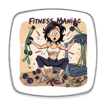 Fitness Maniac Gym Chaos - Square fridge magnet - white - Front