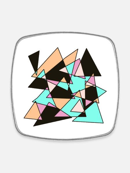 Geometric pastel triangles - Square fridge magnet - white
