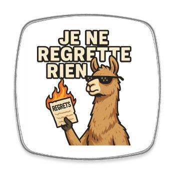 Rebellious Llama I don't regret anything - Square fridge magnet - white - Front