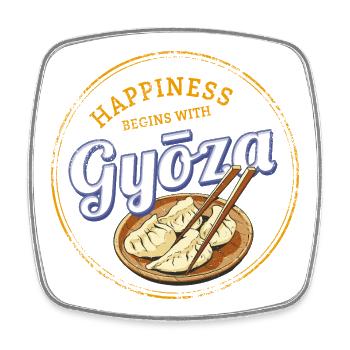 Goyza Food Jiaozi Retro Japan Urlaub Souvenir - Viereckiger Kühlschrankmagnet - Weiß - Vorne