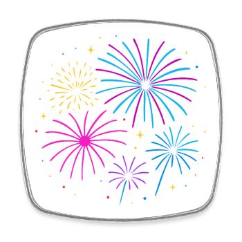 Fireworks New Year's Eve Design – Happy New Year - Square fridge magnet - white - Front