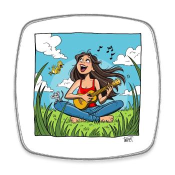 Girl_Ukulele - Viereckiger Kühlschrankmagnet - Weiß - Vorne