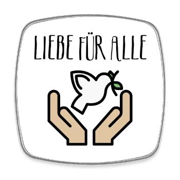 Liebe für alle. Friedenstaube, Weltfrieden, peace - Viereckiger Kühlschrankmagnet - Weiß - Vorne