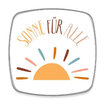 Sonne für alle – Gute Laune, Friede, Freud, Leben - Viereckiger Kühlschrankmagnet - Weiß - Vorne