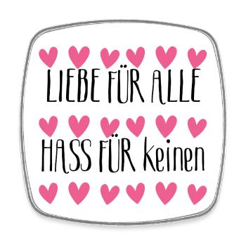 Liebe für alle, Hass für keinen. Frioeden, Peace - Viereckiger Kühlschrankmagnet - Weiß - Vorne