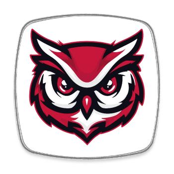 Maskottchen Eule Red White - Viereckiger Kühlschrankmagnet - Weiß - Vorne