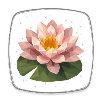 Polygon Seerose in Rosa auf grünem Blatt - Viereckiger Kühlschrankmagnet - Weiß - Vorne