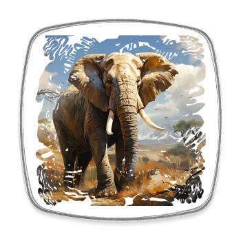 Éléphant africain en lumière - Magnet carré - blanc - Devant