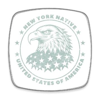 Originaire de New York - Pygargue à tête blanche des États-Unis - Magnet carré - blanc - Devant