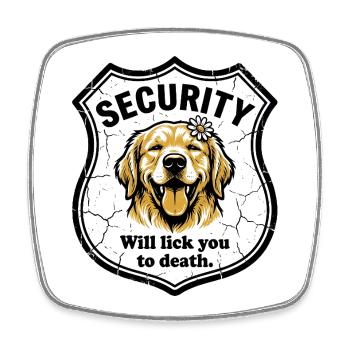Lustige Golden Retriever Sicherheitskräfte lecken dich an - Viereckiger Kühlschrankmagnet - Weiß - Vorne