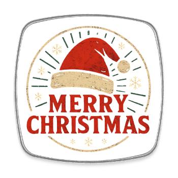 Vintage Weihnachtsmann im Weihnachtskreis - Viereckiger Kühlschrankmagnet - Weiß - Vorne