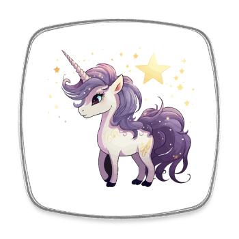Star Unicorn with Purple Mane - Square fridge magnet - white - Front