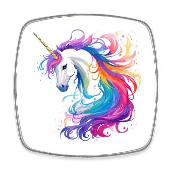 Regenbogen-Einhorn Kopf Portrait - Viereckiger Kühlschrankmagnet - Weiß - Vorne