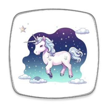 Pastel Unicorn Starry Sky - Square fridge magnet - white - Front