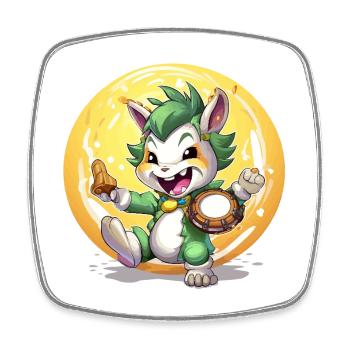 Mondkumpel Trommlerbunny - Viereckiger Kühlschrankmagnet - Weiß - Vorne