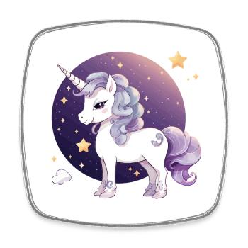Stardust unicorn in the night circle - Square fridge magnet - white - Front