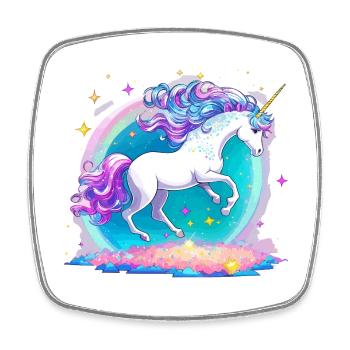 Unicorn Galaxy Neon - Square fridge magnet - white - Front