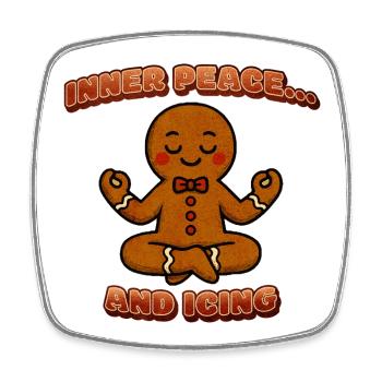 Inner Peace Gingerbread Meditation Figure - Square fridge magnet - white - Front