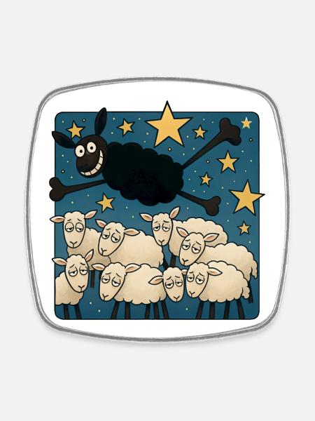 Mouton noir - Magnet carré - blanc