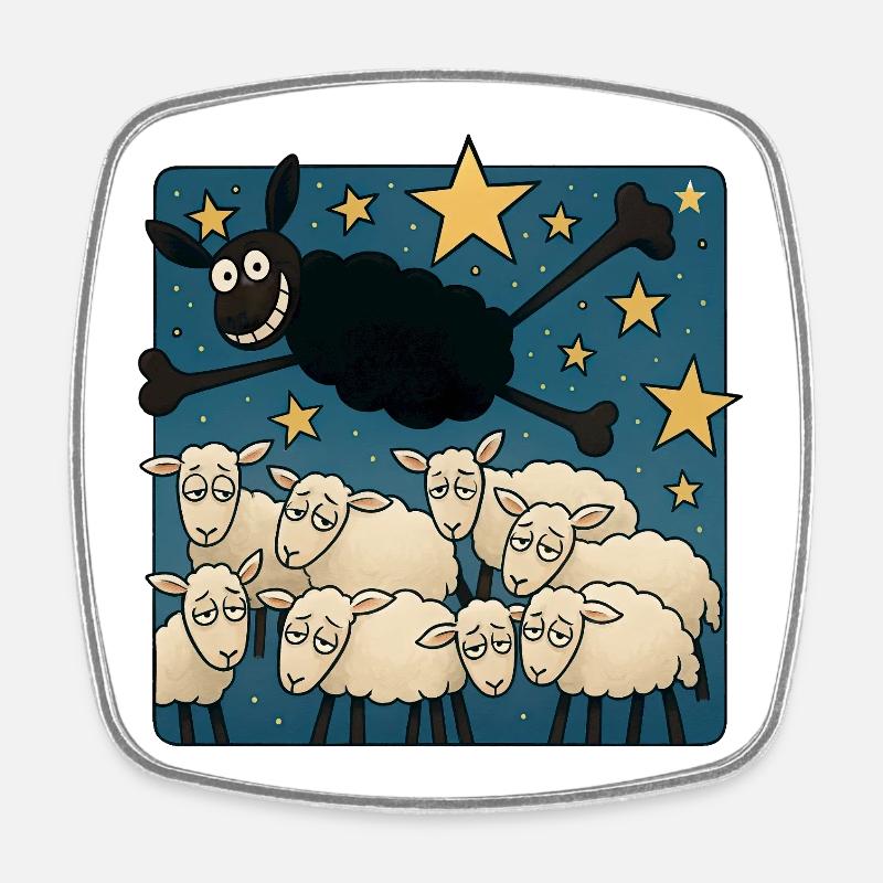 Schwarzes Schaf - Viereckiger Kühlschrankmagnet - Weiß
