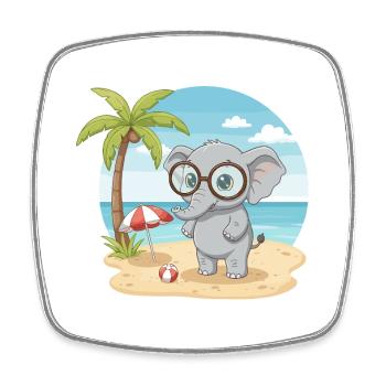 Süßer Elefant mit Brille Strandsommerurlaub - Viereckiger Kühlschrankmagnet - Weiß - Vorne