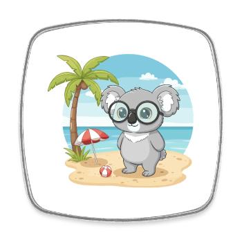 Süßer Koala mit Brille Strand-Sommerurlaub - Viereckiger Kühlschrankmagnet - Weiß - Vorne