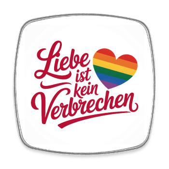 Liebe ist kein Verbrechen - Cool Pride Logo - Viereckiger Kühlschrankmagnet - Weiß - Vorne