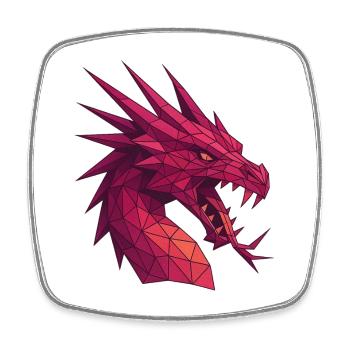 Dragon géométrique magenta - Magnet carré - blanc - Devant