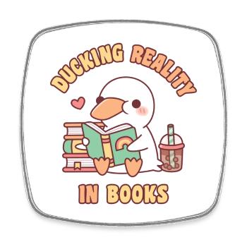 Un canard mignon qui se baisse dans la réalité dans les livres drôles - Magnet carré - blanc - Devant