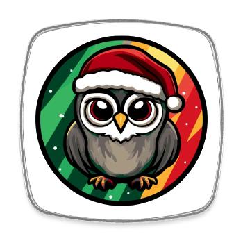 WeihnachtsEule Cartoon Runde - Viereckiger Kühlschrankmagnet - Weiß - Vorne