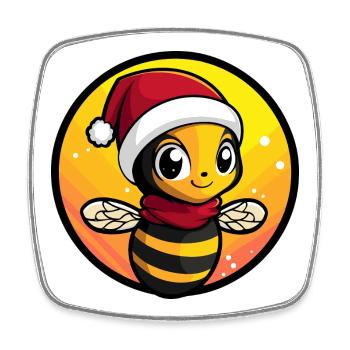 Biene Santa Weihnachten - Viereckiger Kühlschrankmagnet - Weiß - Vorne