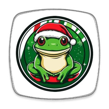 Frog Christmas Comic - Square fridge magnet - white - Front