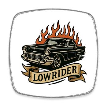 Flammen-Lowrider Vintage Auto - Viereckiger Kühlschrankmagnet - Weiß - Vorne