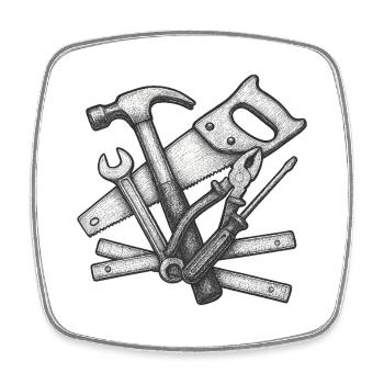 Realistische Handwerkswerkzeuge Illustration - Viereckiger Kühlschrankmagnet - Weiß - Vorne