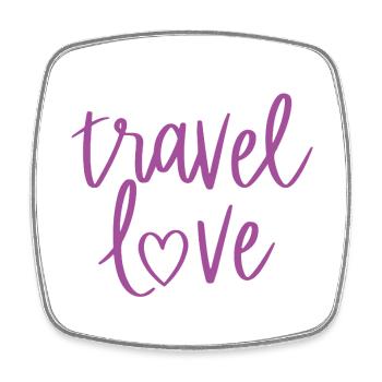 Travel Love Schriftzug Herz - Viereckiger Kühlschrankmagnet - Weiß - Vorne