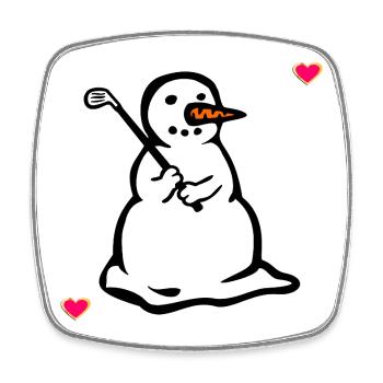 Winter Golfen Kinder Golfspieler Schneemann - Viereckiger Kühlschrankmagnet - Weiß - Vorne