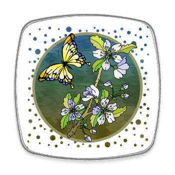 Schmetterling - Viereckiger Kühlschrankmagnet - Weiß - Vorne