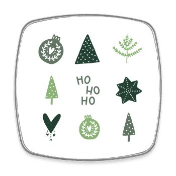 HO HO HO - FIR GREEN - Square fridge magnet - white - Front