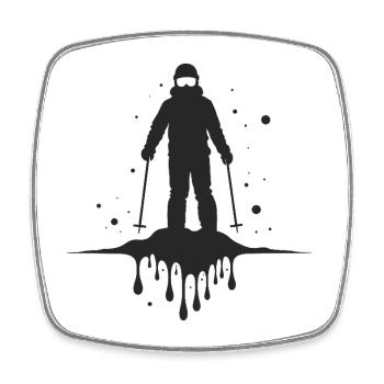 Skifahrer Wintersport Melting Ski - Viereckiger Kühlschrankmagnet - Weiß - Vorne